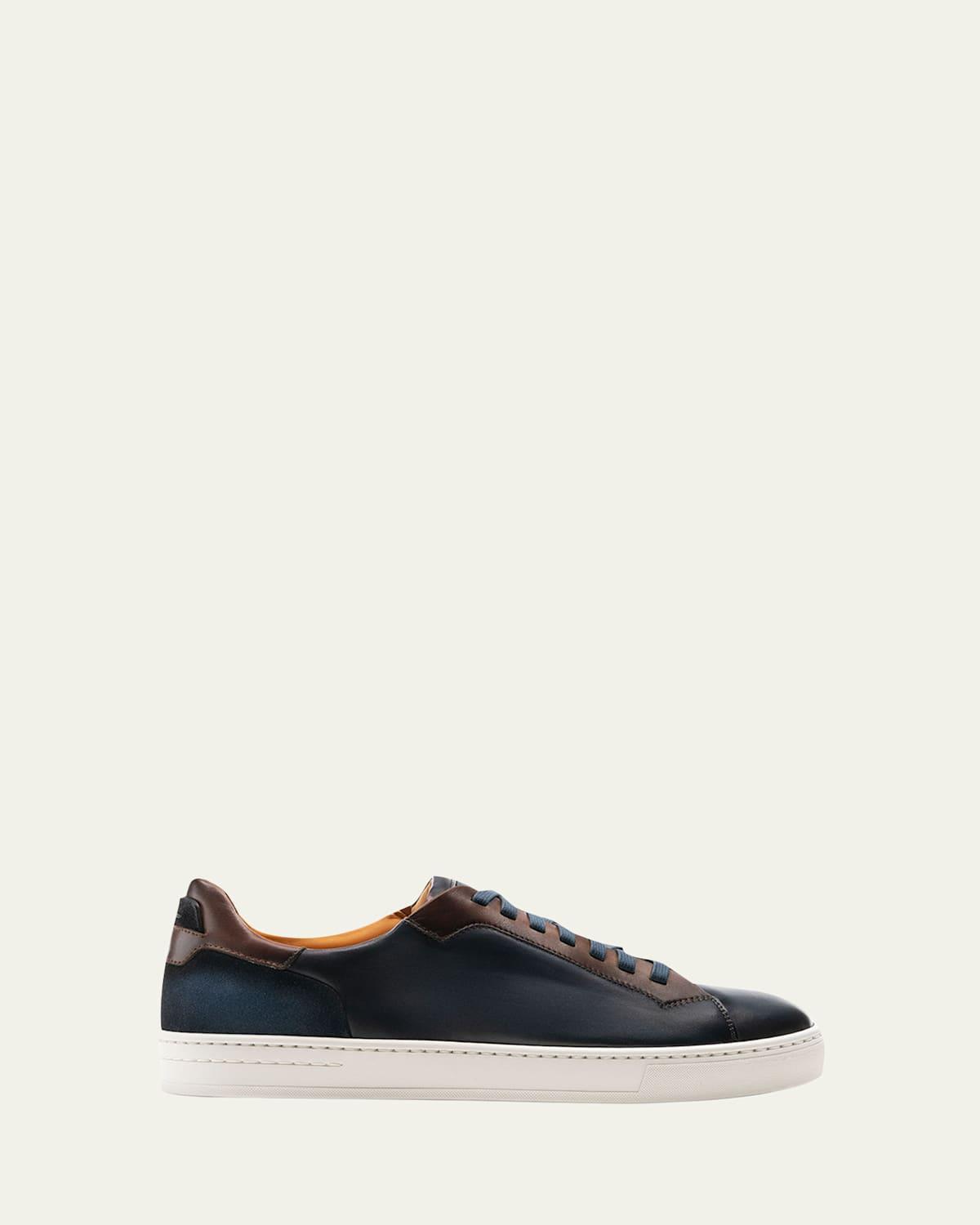 Mens Amadeo Burnished Leather Low-Top Sneakers Product Image