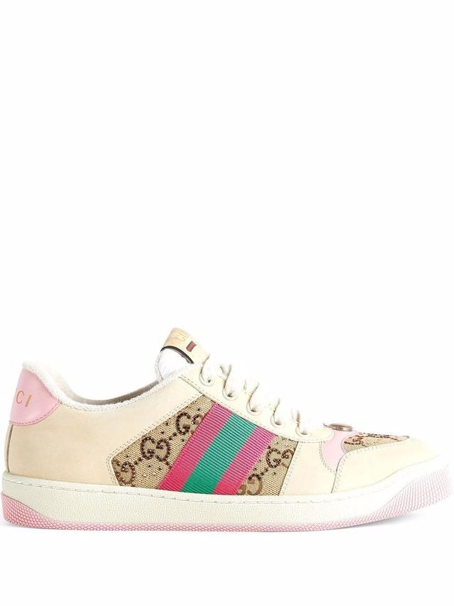 GUCCI Screener Leather Sneakers In Cream Product Image