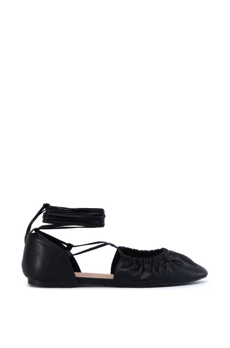 AZALEA WANG BEAUTIMOUS BLACK LACE UP BALLET FLAT Product Image