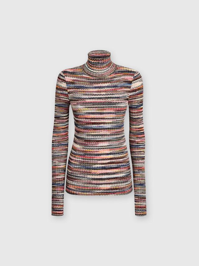 Viscose and ribbed wool turtleneck Product Image