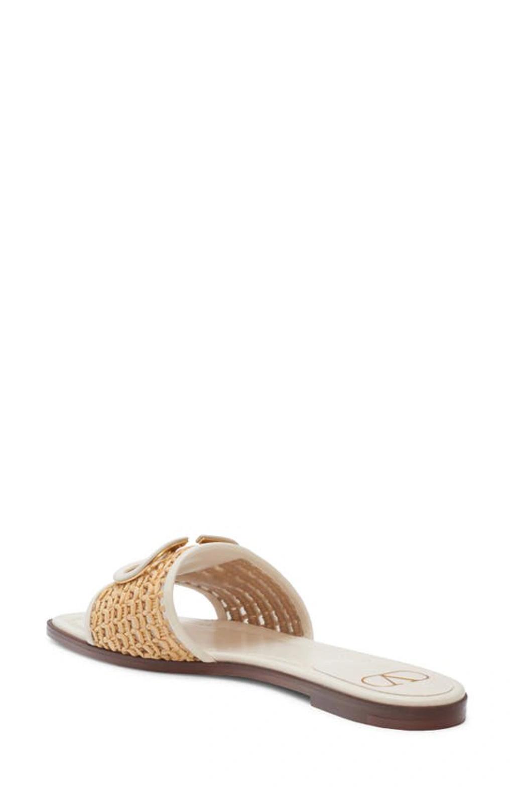 Womens VLogo Signature Woven Raffia Slide Sandals 80MM product image