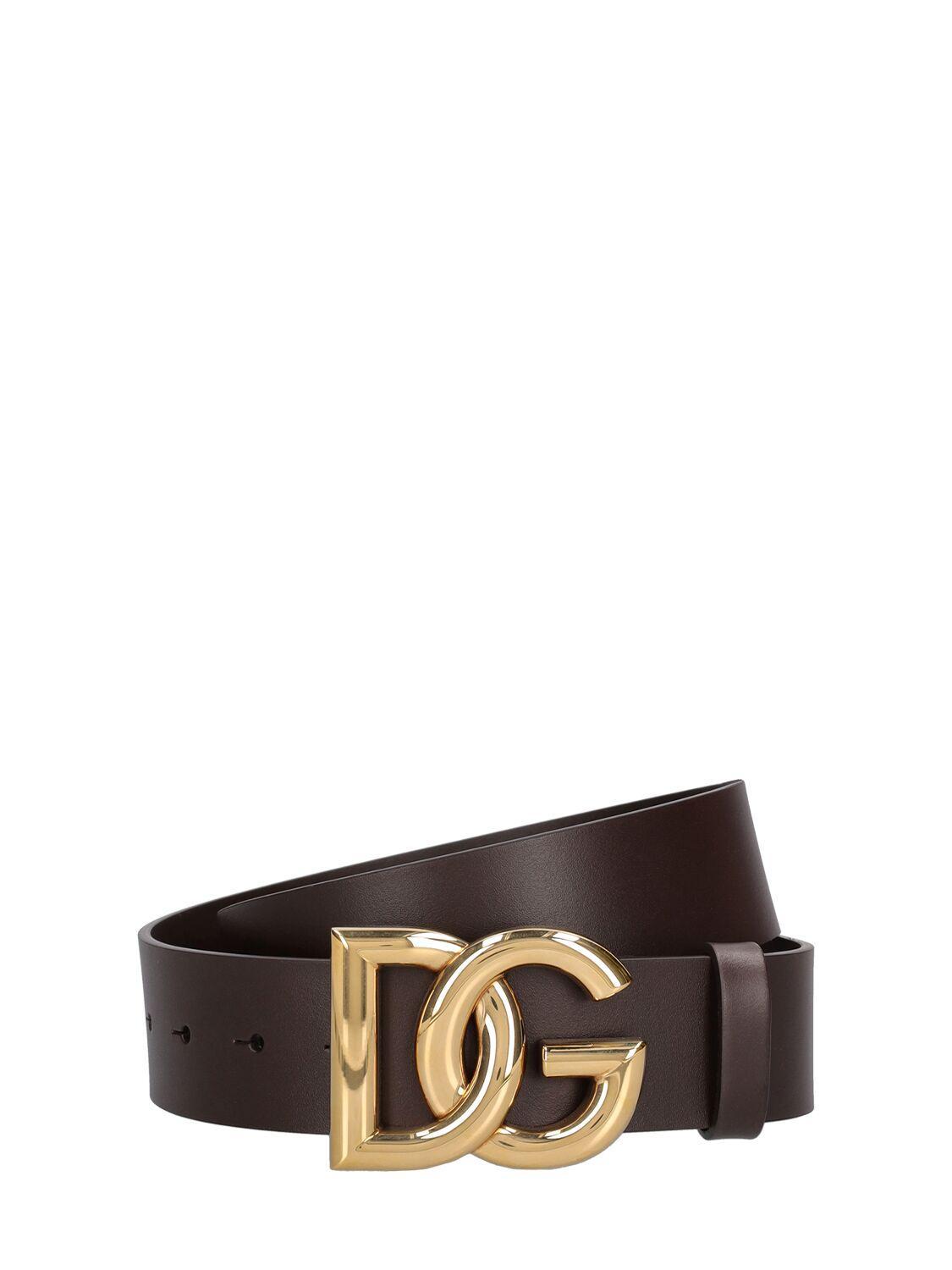 Leather Logo Belt In Brown,gold Product Image