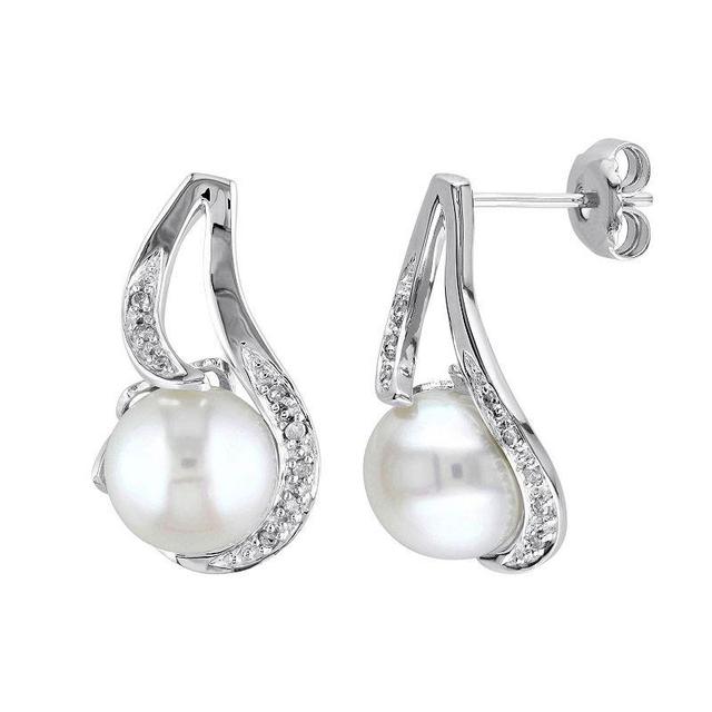 Unbranded Freshwater Cultured Pearl and Diamond Accent Sterling Silver Drop Earrings, Women's, White Product Image