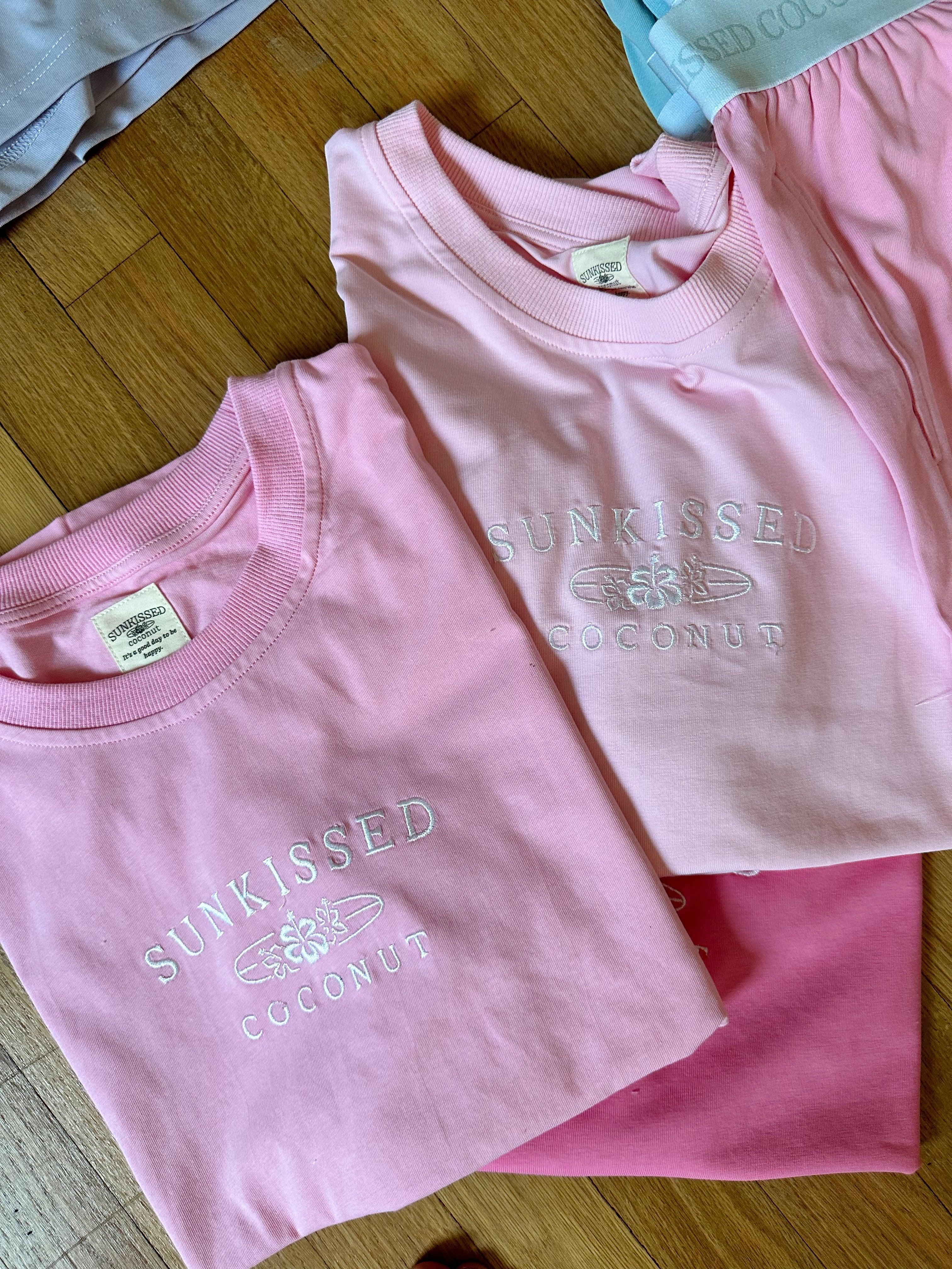 Blair Pink Basic Watercolor Embroider Tee Product Image