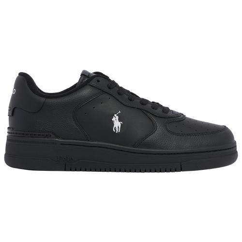 Polo Ralph Lauren Mens Masters Leather Court Sneakers - Shoes Black/White/Black Product Image