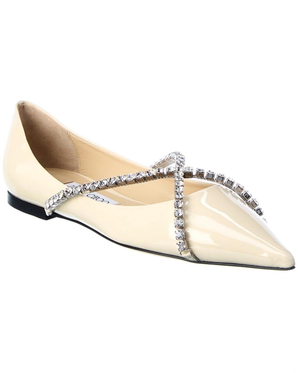 JIMMY CHOO Genevi Patent Flat In White Product Image