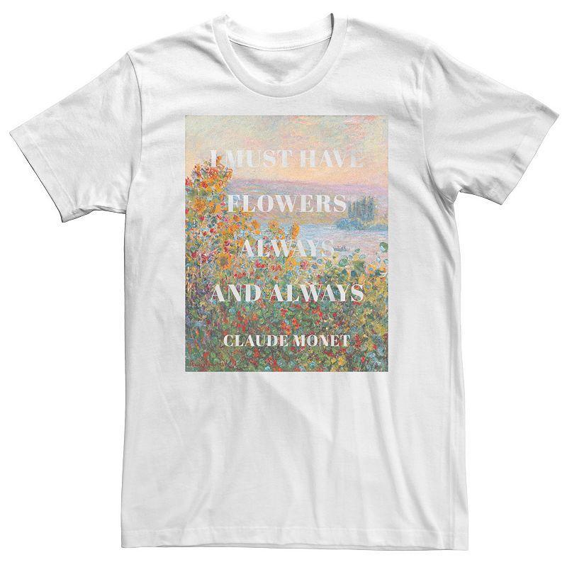 Big & Tall I Must Have Flowers Always And Always Claude Monet Quote Tee, Mens Product Image