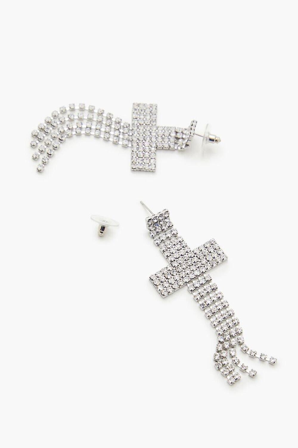 Rhinestone Cross Drop Earrings | Forever 21 Product Image