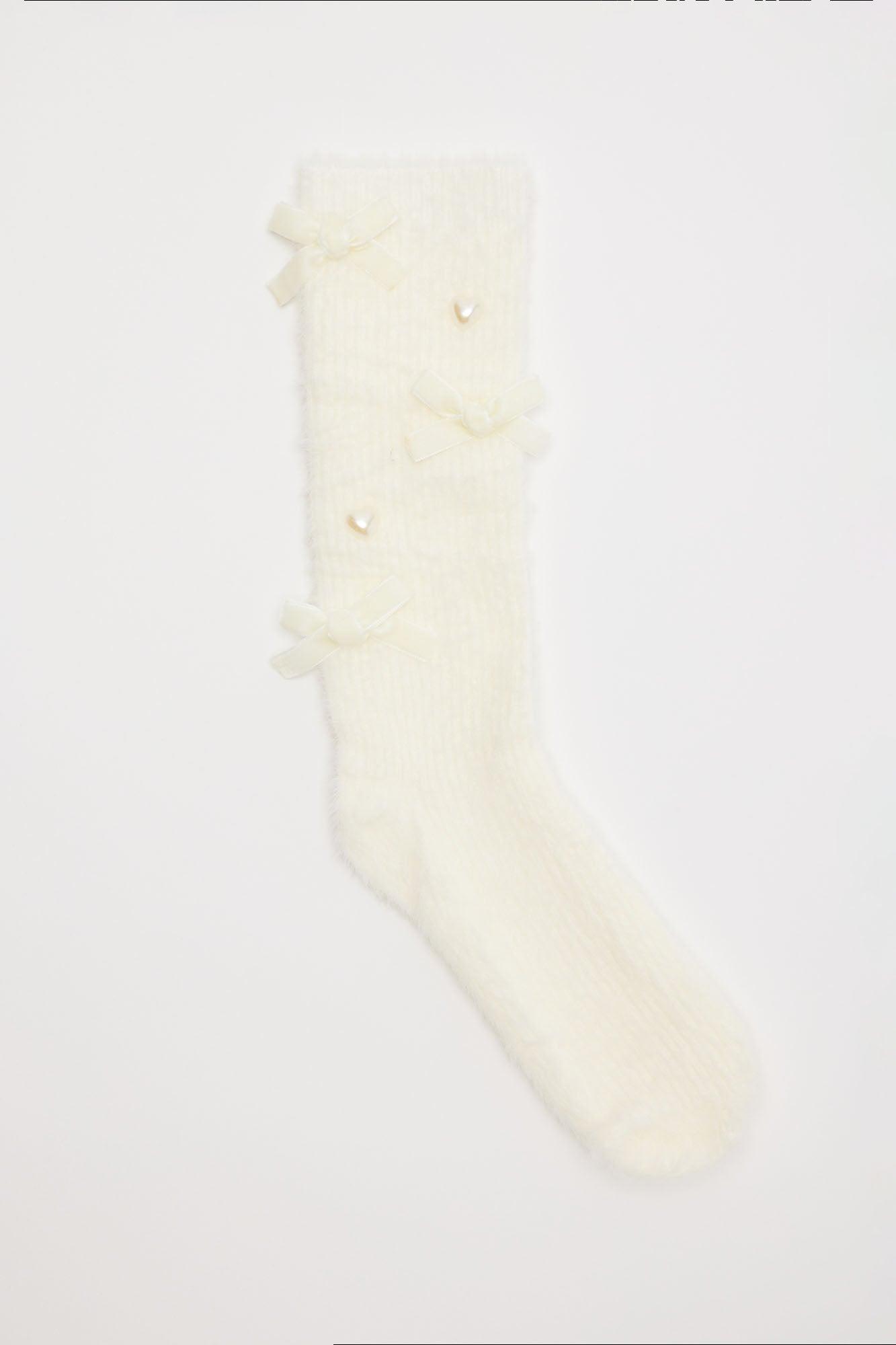 Be My Sweetie Cozy Socks - Cream Product Image