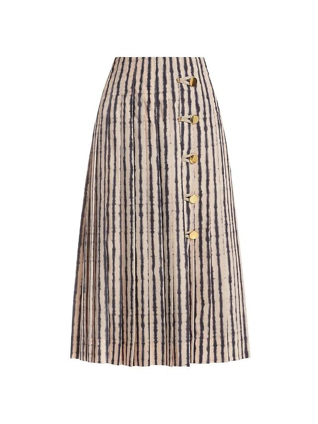 Tullius Tie-Dye Striped Button-Front Midi Skirt Product Image