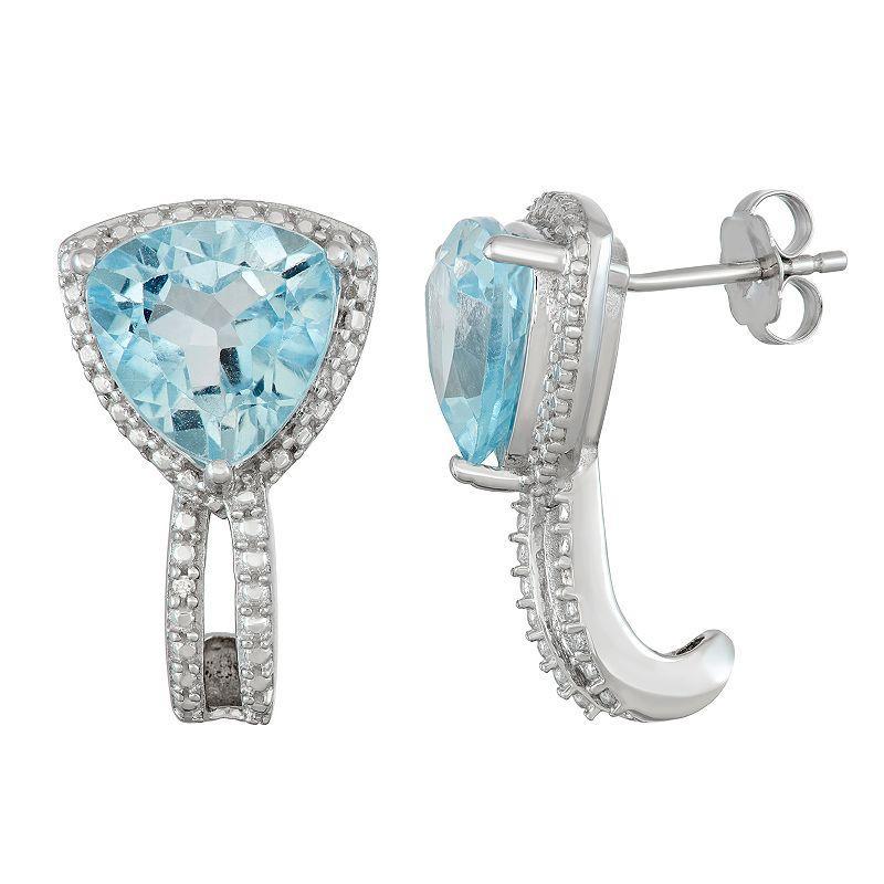 Jewelexcess Sterling Silver Blue Topaz & Diamond Accent Triangle Earrings, Womens Product Image