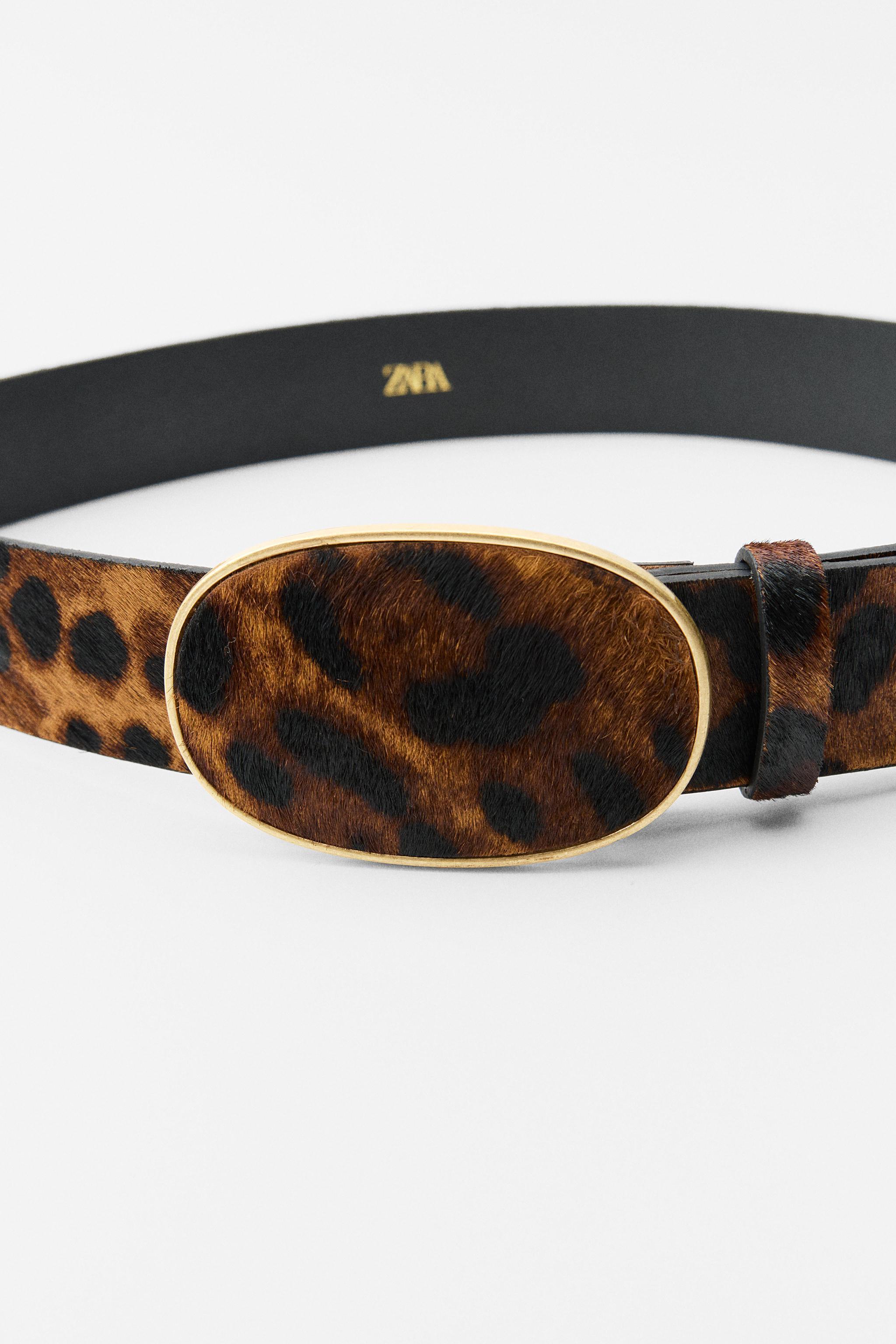 LEATHER BELT WITH ANIMAL PRINT BUCKLE Product Image