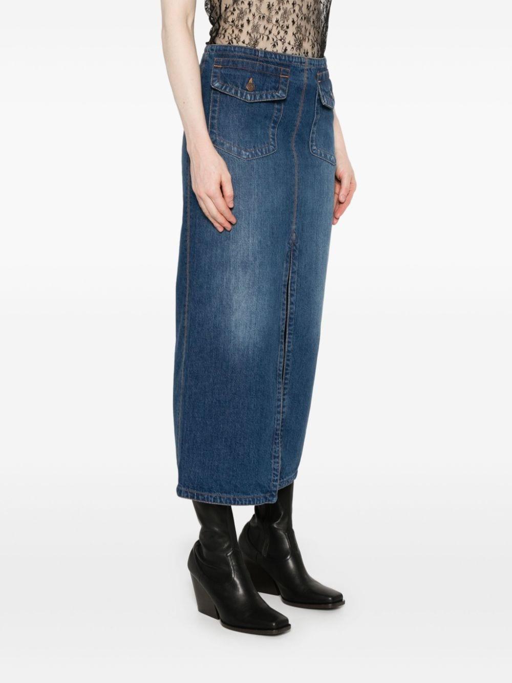 CHLOÉ Denim Midi Skirt In Blue Product Image