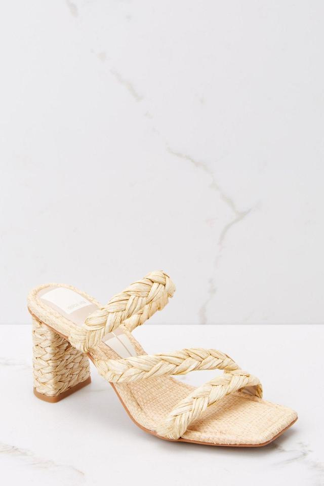 Dolce Vita Pang Light Natural Raffia Sandals Taupe Product Image