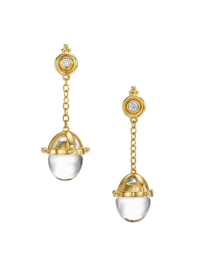 Womens Classic 18K Yellow Gold, Crystal & 0.12 TCW Diamond Drop Earrings Product Image