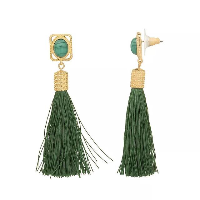 Sonoma Goods For Life Gold Tone Stone & Tassel Drop Earrings, Womens, Green Product Image