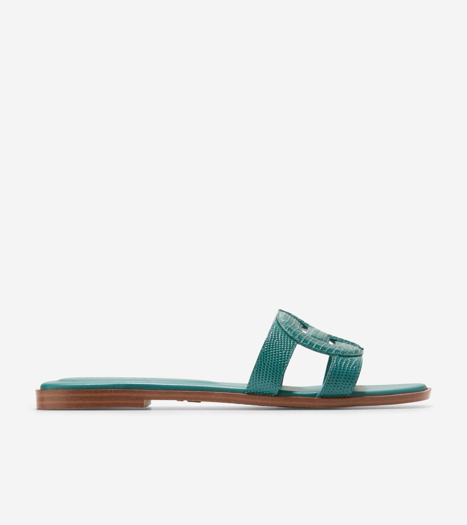 Cole Haan Womens Chrisee Square Toe Green Slide Sandals Product Image