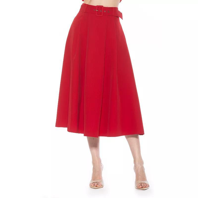 Womens ALEXIA ADMOR Eline Twill A-Line Skirt with Removable Belt Product Image