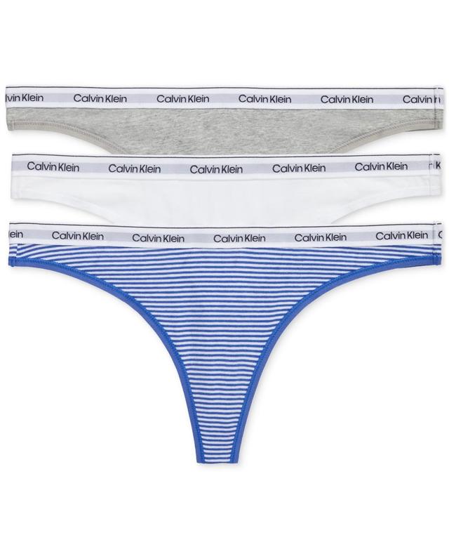 Calvin Klein Womens 3-Pk. Modern Logo Low-Rise Thong Underwear QD5209 - Syrah/subdued Product Image