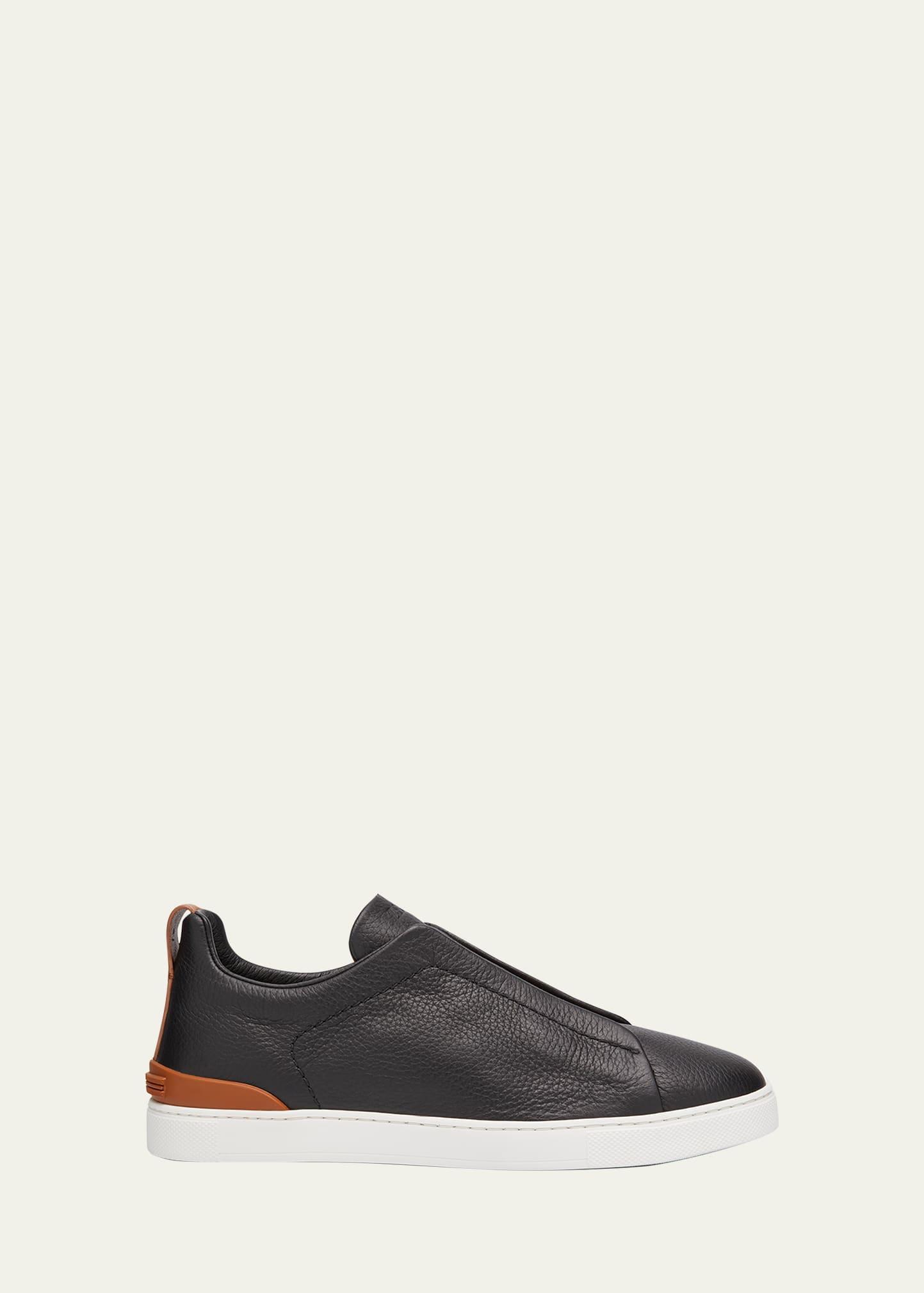 Zegna Mens Deerskin Triple Stitch Low Top Sneakers Product Image