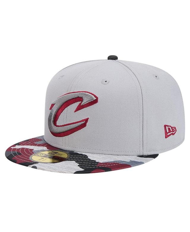 Mens New Era Gray Cleveland Cavaliers Active Color Camo Visor 59FIFTY Fitted Hat Product Image