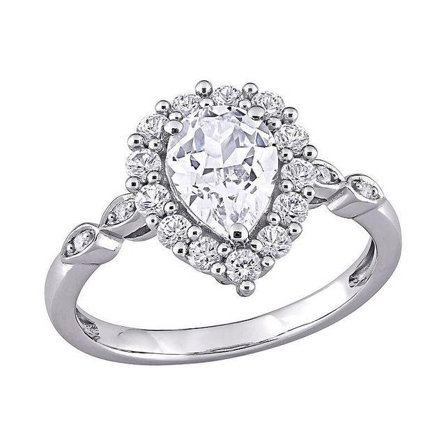 Stella Grace 10K White Gold Lab Created White Sapphire & Diamond Accent Halo Engagement Ring, Womens Product Image