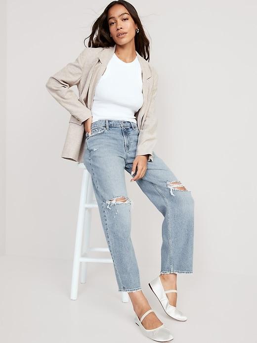 Mid-Rise Boyfriend Loose Jeans Product Image