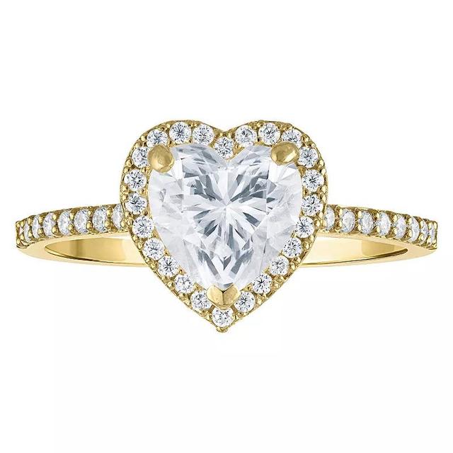 White Lotus 10k Gold Lab-Created Moissanite Heart Ring, Womens Product Image