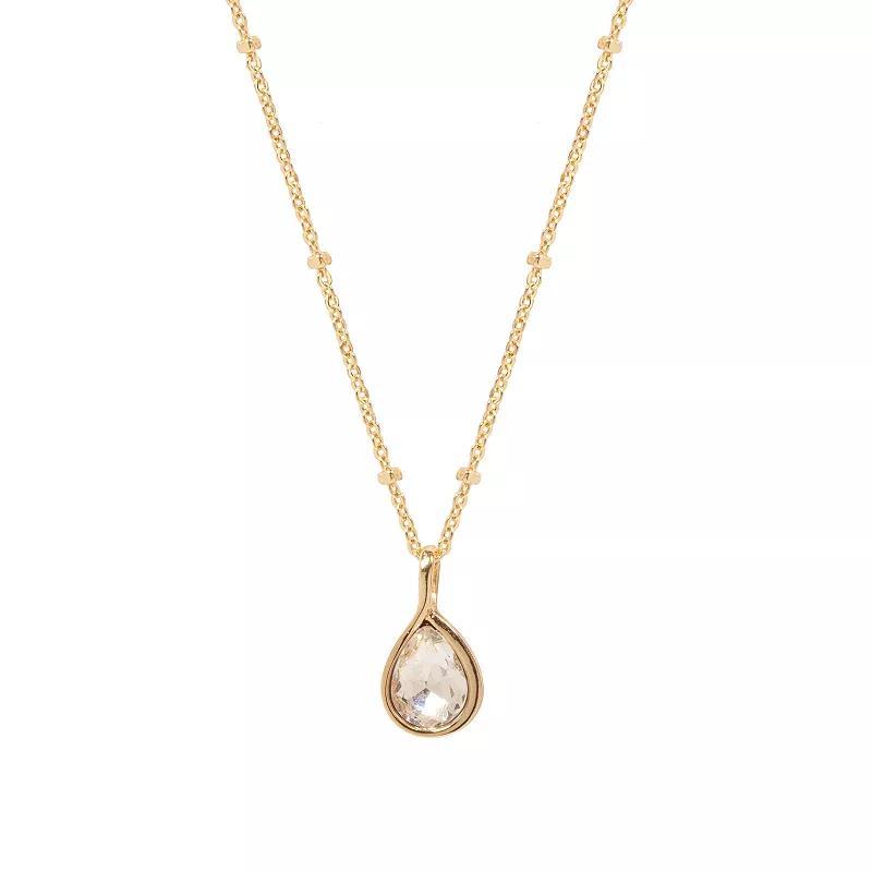 LC Lauren Conrad Gold Tone Crystal Pendant Necklace, Womens, Clear Product Image