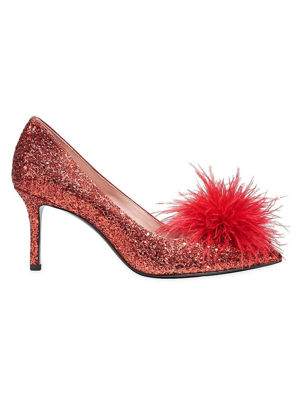 Womens Marabou 75MM Glitter Pumps Product Image