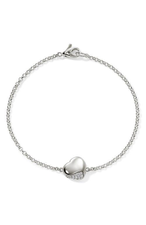 Womens Pebble Sterling Silver & 0.07 TCW Diamond Heart Charm Bracelet Product Image