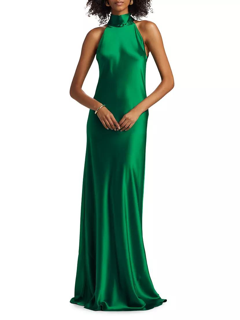 Sienna Satin Halter Gown Product Image