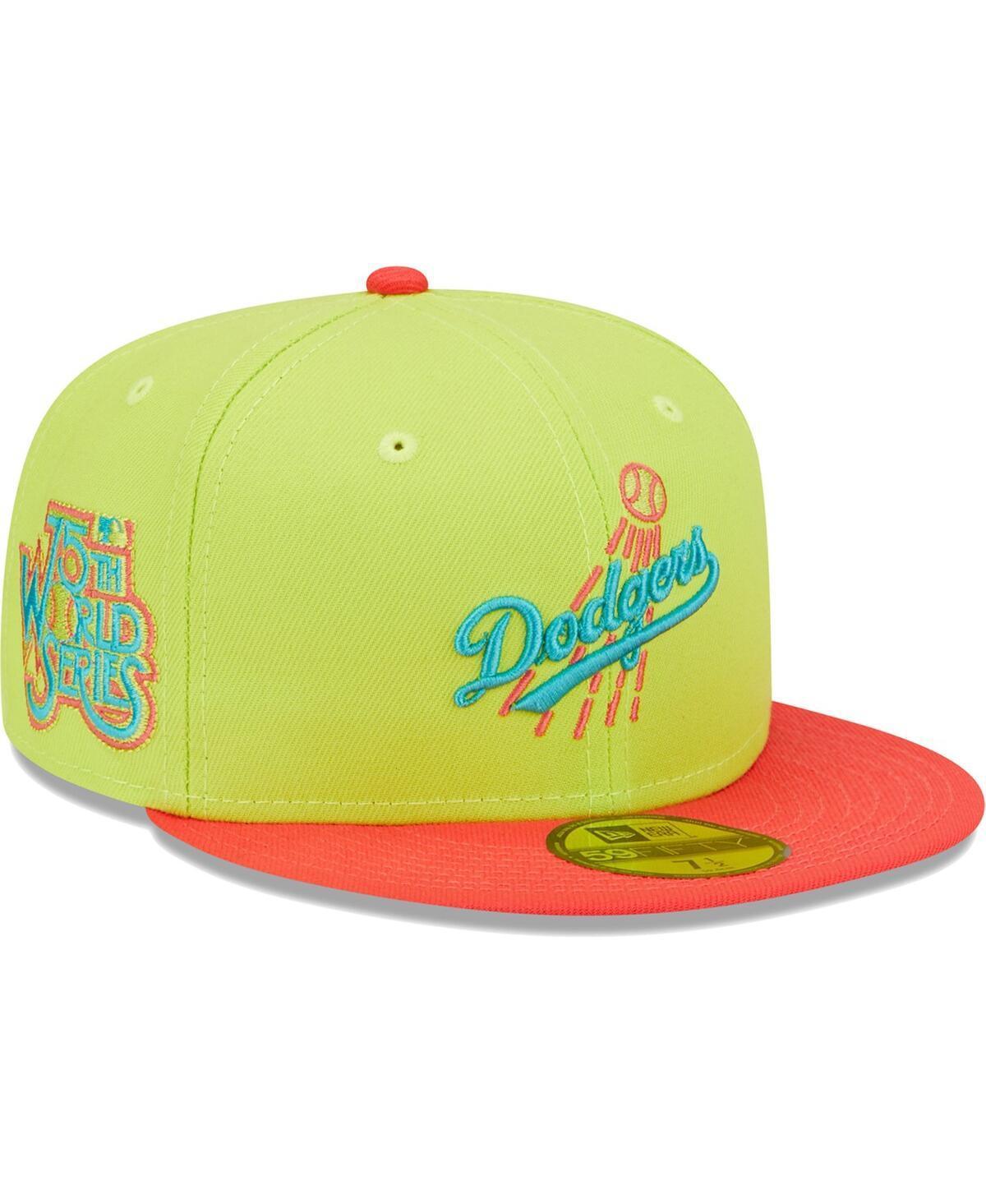 Mens New Era /Red Los Angeles Dodgers Cyber Highlighter 59FIFTY Fitted Hat Product Image