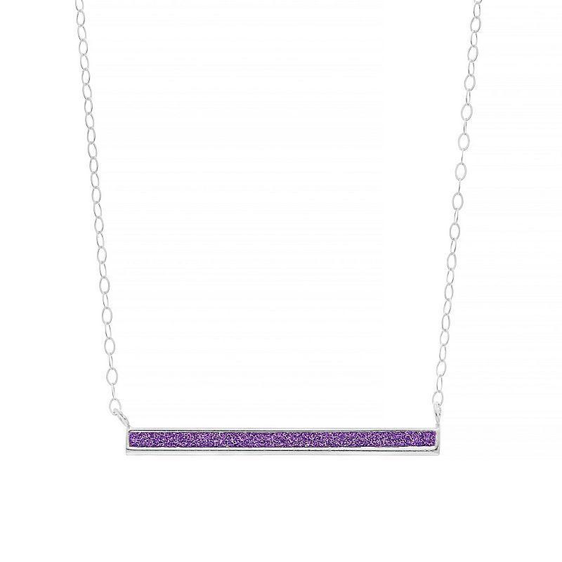 Aleure Precioso Sterling Silver Glitter Bar Necklace, Womens Purple Product Image