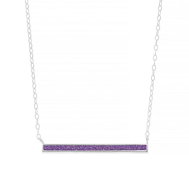 Aleure Precioso Sterling Silver Glitter Bar Necklace, Womens Purple Product Image