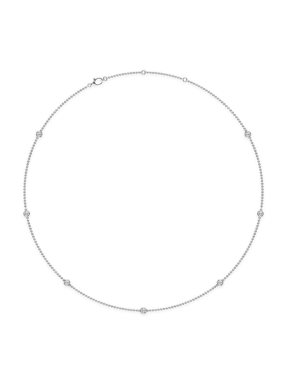 Womens 14K White Gold & Lab-Grown 14-Diamond Station Necklace/0.70-2.10 TCW Product Image