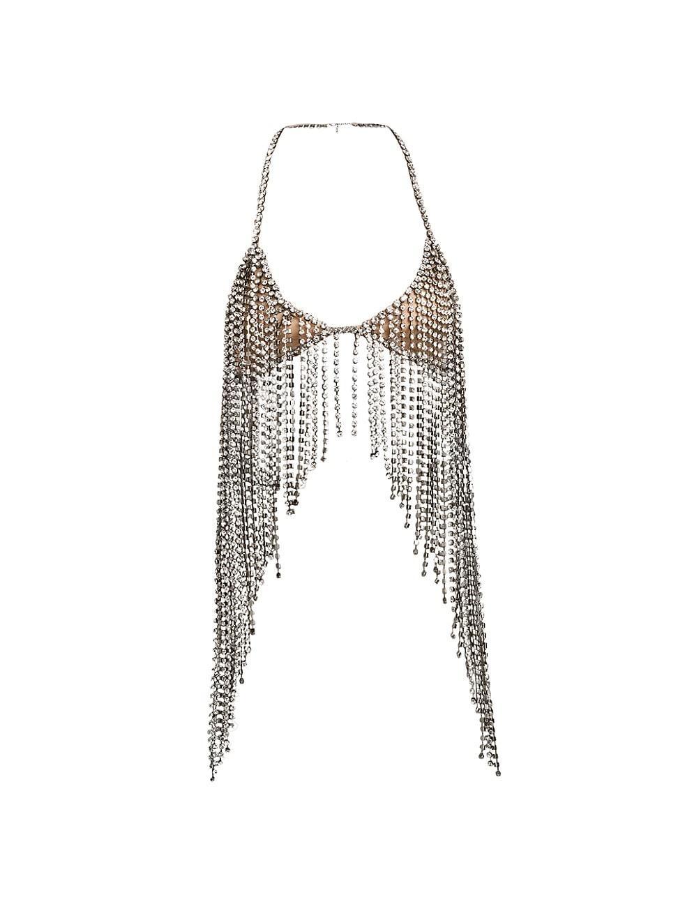 Womens Crystal Fringe Halterneck Top Product Image