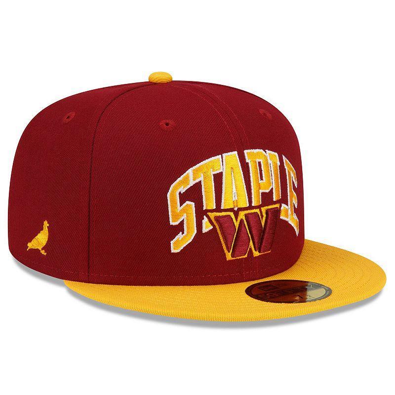 Mens New Era Burgundy/Gold Washington Commanders NFL x Staple Collection 59FIFTY Fitted Hat Med Red Product Image