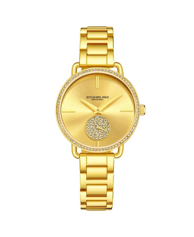 Stuhrling Womens Gold-tone Case and Bracelet, Crystal Studded Gold Dial Watch Product Image