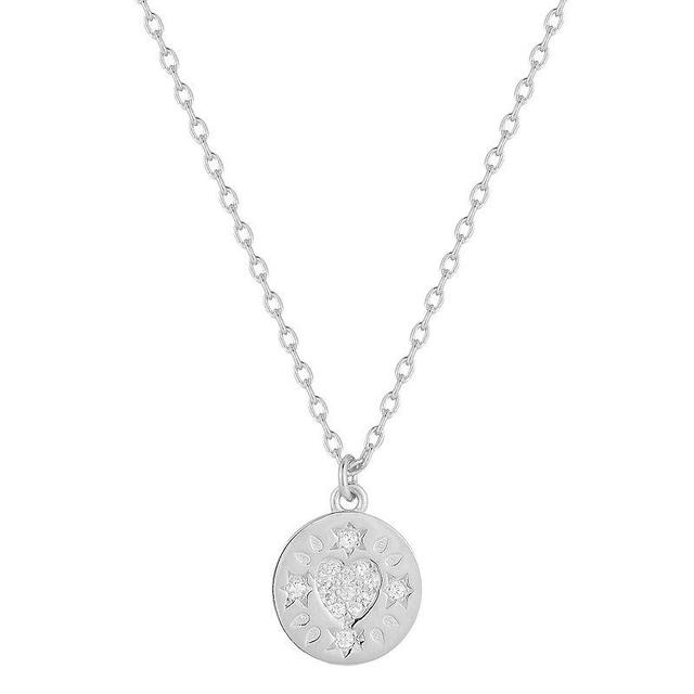 Sunkissed Sterling 14k Gold over Silver CZ Heart Medallion Necklace, Womens Silver Tone Product Image