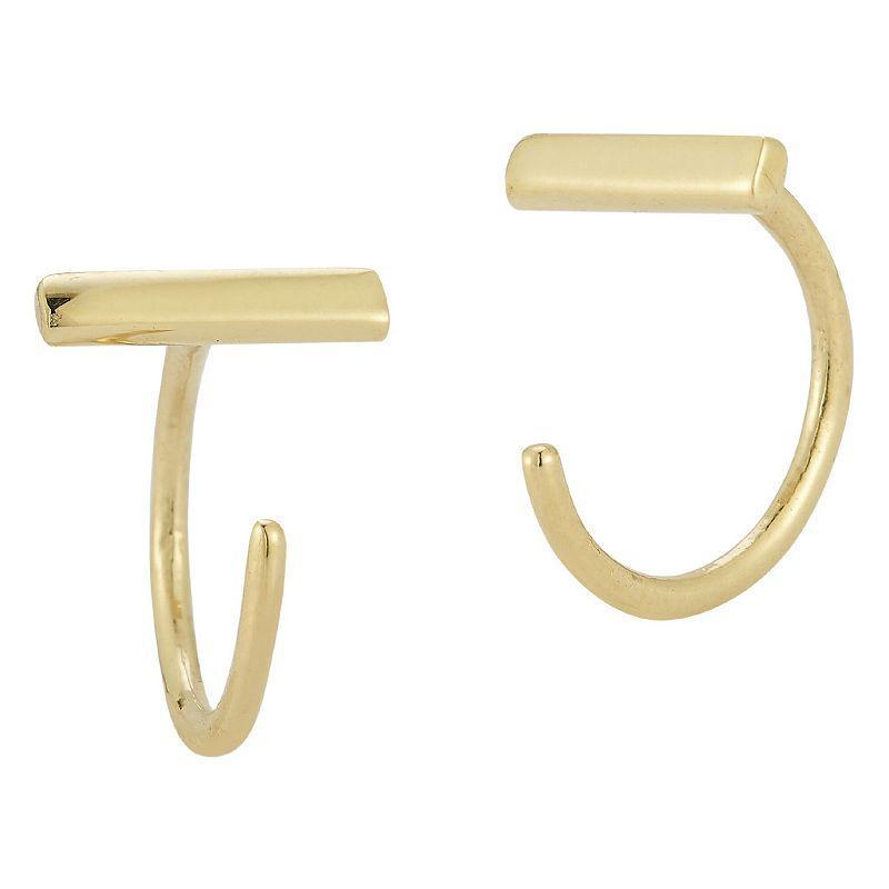 LUMINOR GOLD 14k Gold Bar Huggie Earrings, Womens Product Image