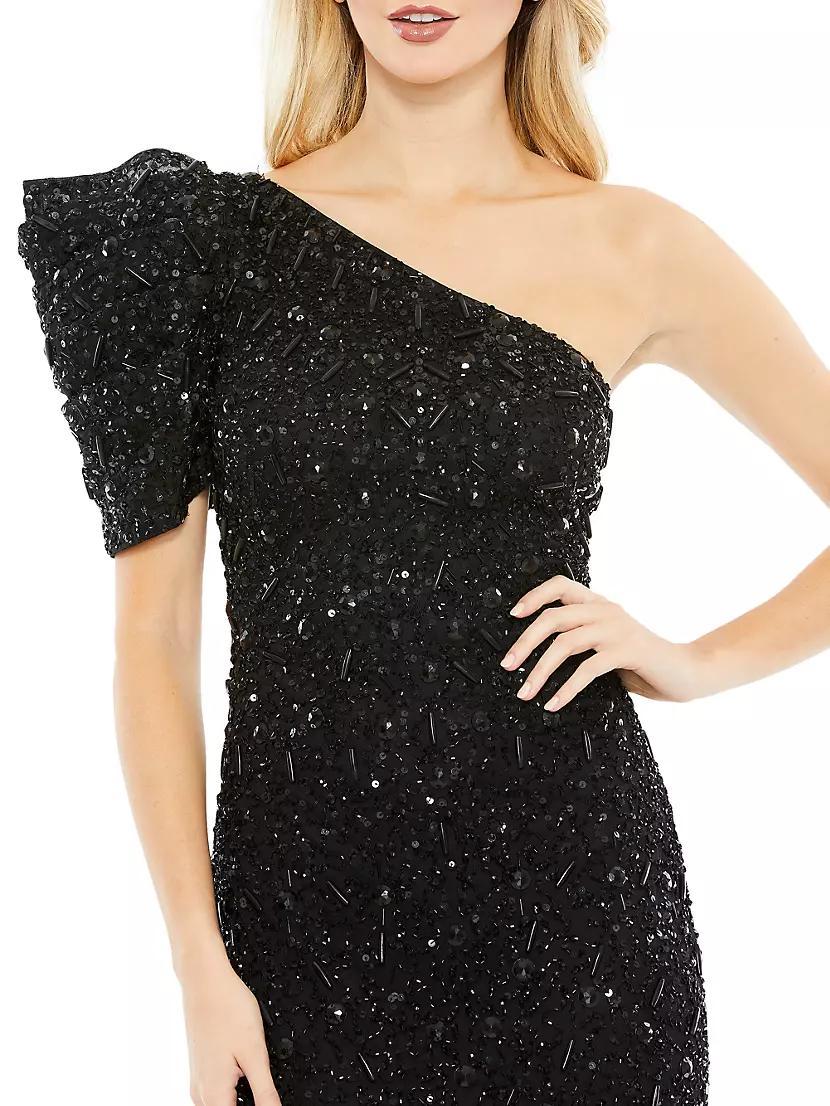 Embellished Puff One-Shoulder Column Gown Product Image