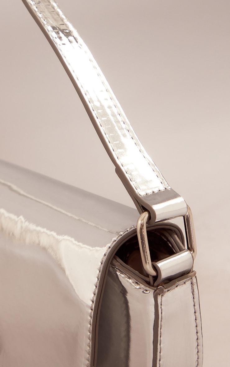 Silver Mirrored Cut Out Flap Shoulder Bag Product Image