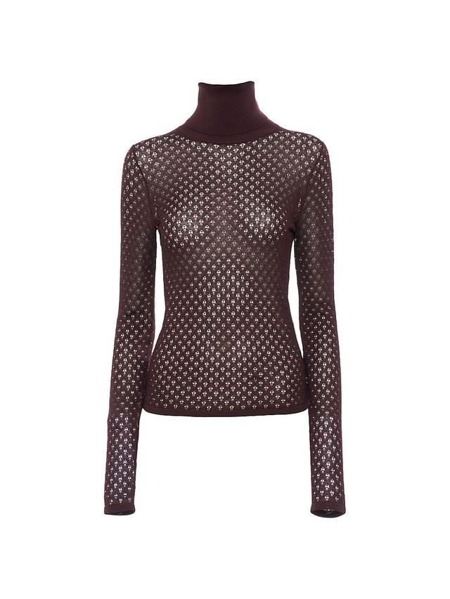 Womens Open-Knit Turtleneck Top Product Image