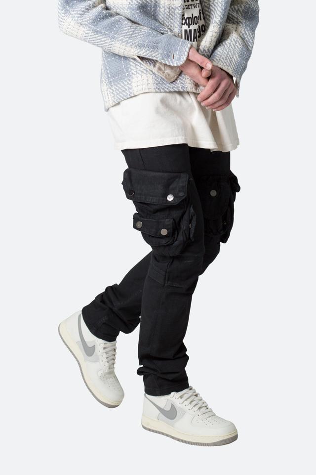 Waxed Denim Cargo Pants - Black Product Image