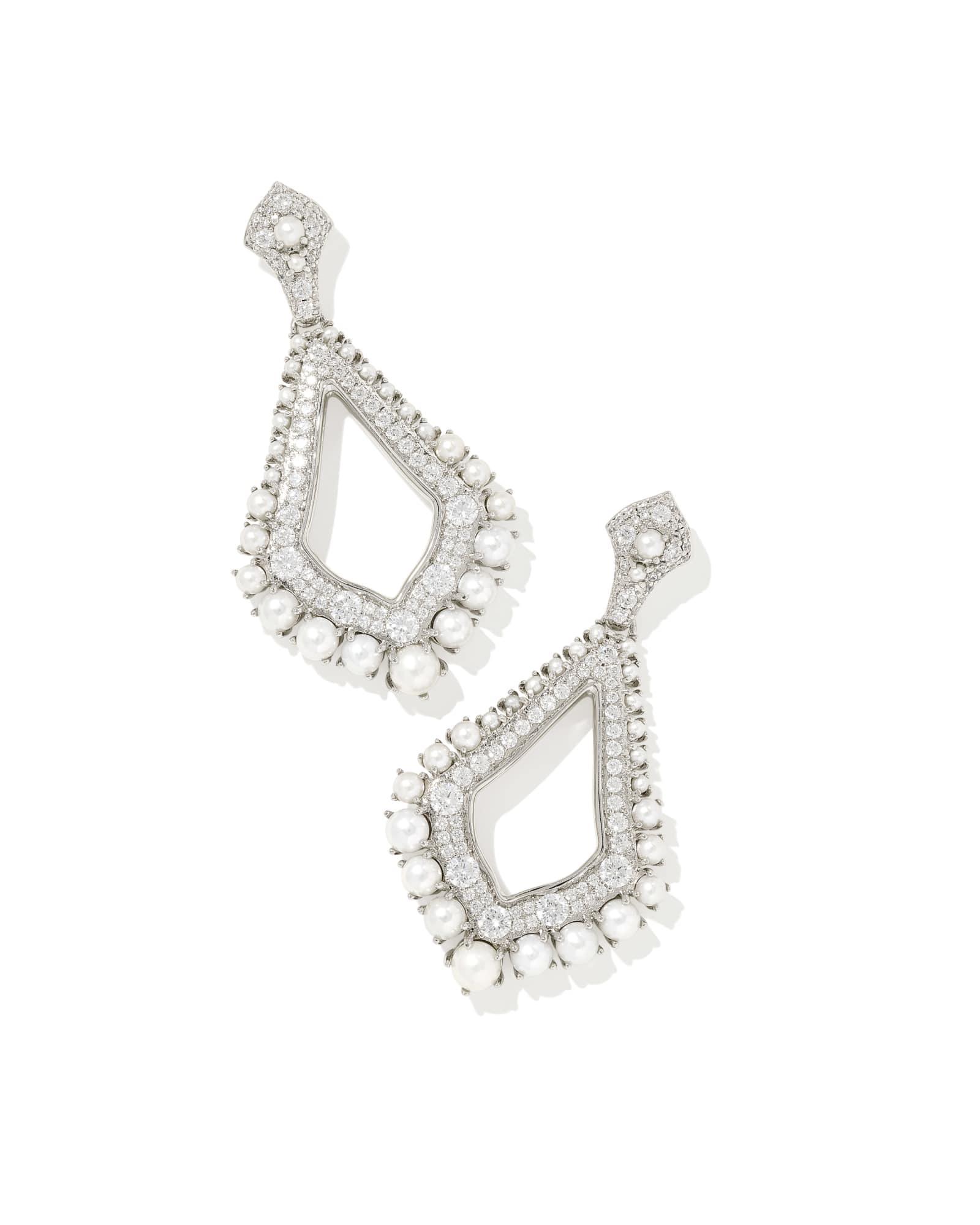 Krista Silver Statement Earrings in White Mix Product Image