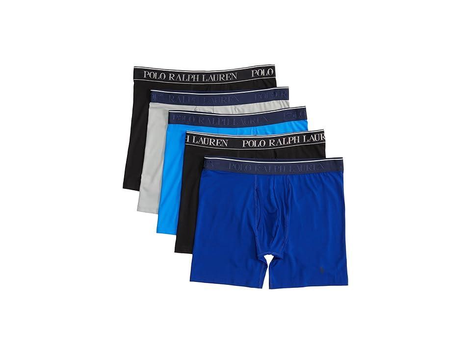 Polo Ralph Lauren 5 Pack Classic Fit Microfiber Boxer Briefs (Polo Black/Heritage Royal/Colby Blue/Polo Black/Channel Grey) Men's Underwear Product Image