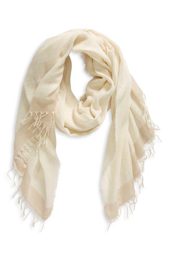 VINCE Border Stripe Gauze Scarf In White Product Image