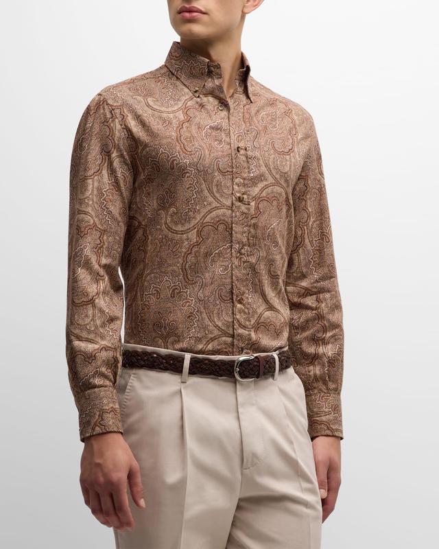 Mens Cotton Paisley Sport Shirt Product Image