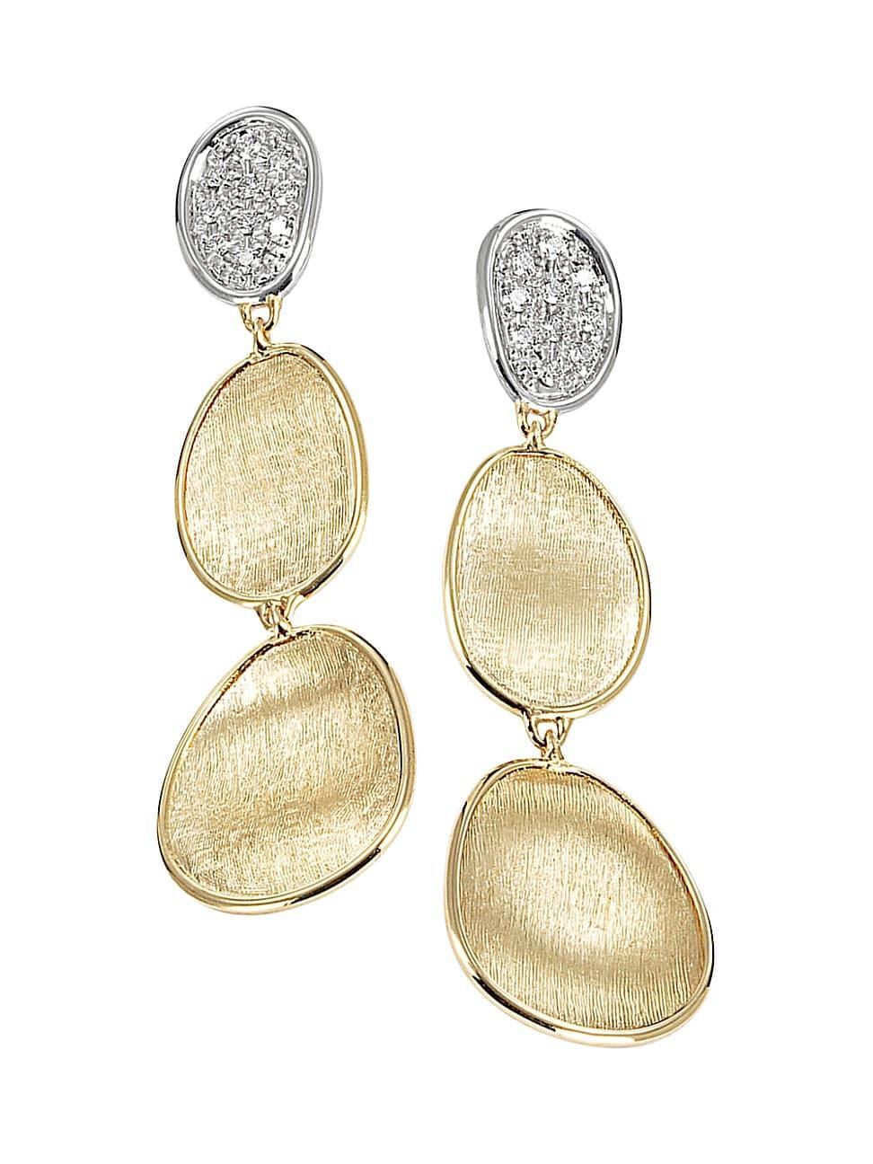 Womens Lunaria Two-Tone 18K Gold & Diamond Petite Triple-Drop Earrings Product Image